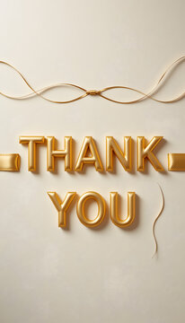 Beautiful Golden Thank You Composition with Ribbon