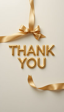 Modern Golden Thank You Typography on Cream Background