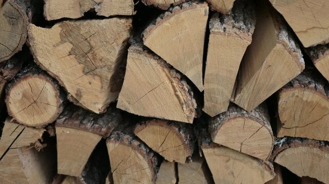 Natural Wooden Logs Stack Background, Rustic Firewood Pattern