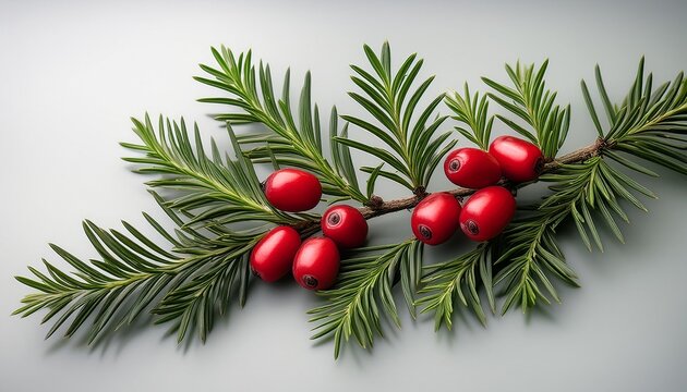 Zweig Von Eibe Taxus Baccata Mit Beeren