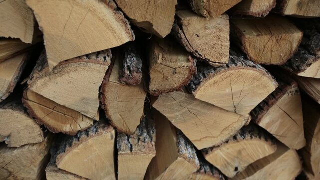 Natural Wooden Logs Stack Background, Rustic Firewood Pattern