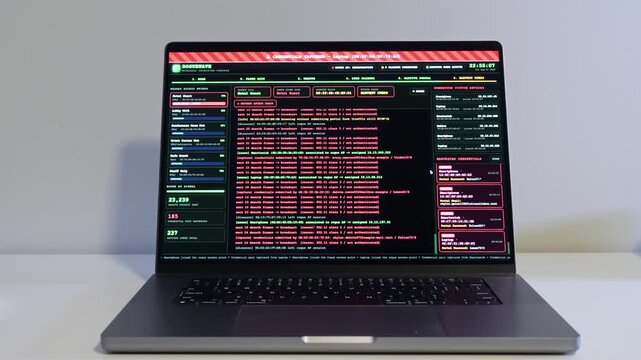 Disguised hacker operating rogue access point interface on a laptop executing evil twin attack harvesting credentials from unsecure public networks