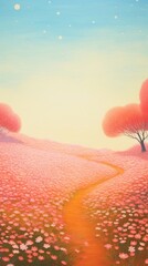 Obraz premium Pink flowers meadow backgrounds landscape outdoors.