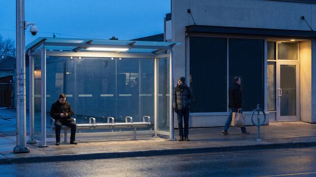 Bus Shelter Waiting Zone Showing Erosion Of Neighborhood Third P