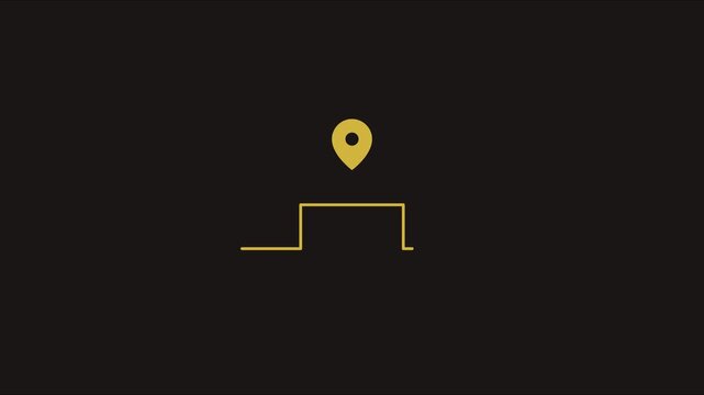 Minimalist gold map pin animation on dark 4k background, for location tracking, and navigation concepts