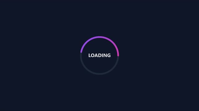 Minimalist loading spinner animation with gradient circular progress bar for digital interface and web ui 4k
