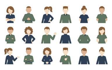 Fototapeta premium Diverse group of flat avatars with various hairstyles on a white background