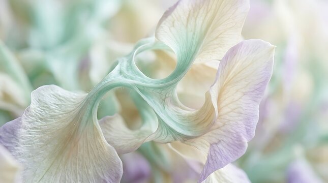 Soft Pastel Floral Macro Photography of Delicate Sweet Pea Petals.