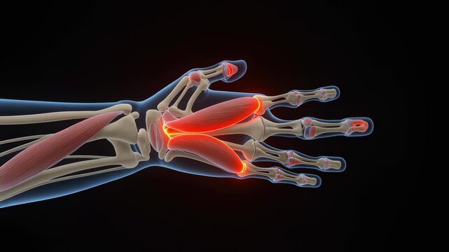 Sagittal Band Rupture Beneath Transparent MCP Knuckle Anatomy Showing Extensor Tendon Displacement for Medical Education