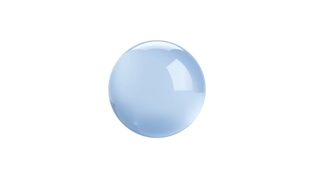 Single smooth light blue sphere floating in center isolated on a plain black background, minimalist 3d isolated on a transparent background
