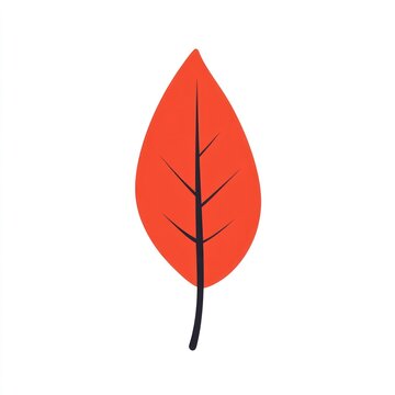 Red reniform leaf illustration simple minimalist.