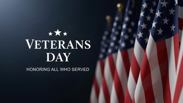 Veterans day honoring all who served with american flags