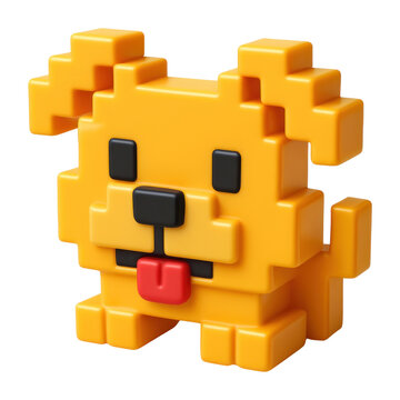 PNG Pixelated playful yellow dog