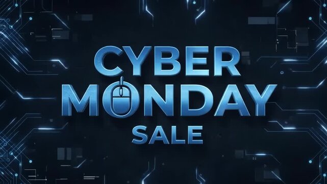 Cyber monday sale banner with digital circuit board background