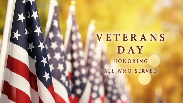 Veterans day honoring all who served with american flags