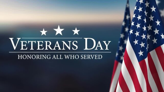 Veterans day honoring all who served with american flags