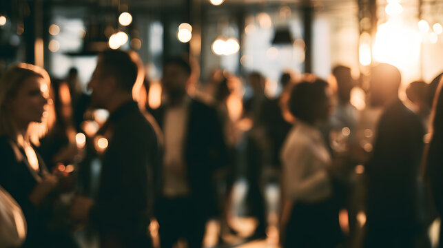 Blurred shot of business people at the party in the office center