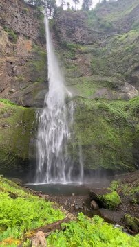 View at Upper Multnomah Falls vertical - Columbia River Gorge, Oregon