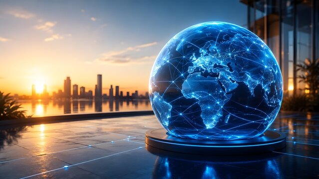 Earth, globe, planet aesthetic flat lay composition on a soft neutral background