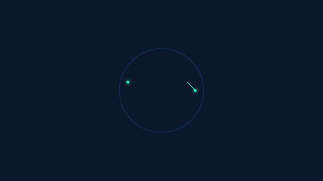 Minimalist digital clock interface animation with glowing neon hands and circular ui 4k