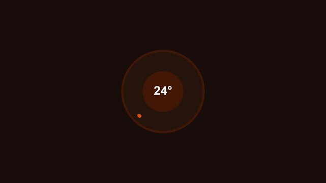 Minimalist digital temperature display interface with 24 degrees celsius loading animation for weather app and smart home technology ui 4k