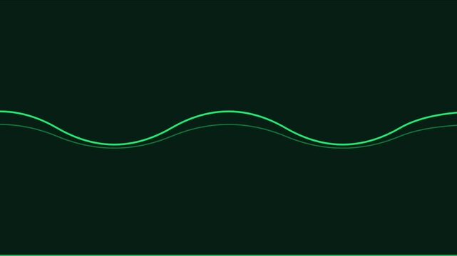Minimalist green sine wave animation, smooth glowing audio frequency motion background, digital signal waveform for technology and data 4k