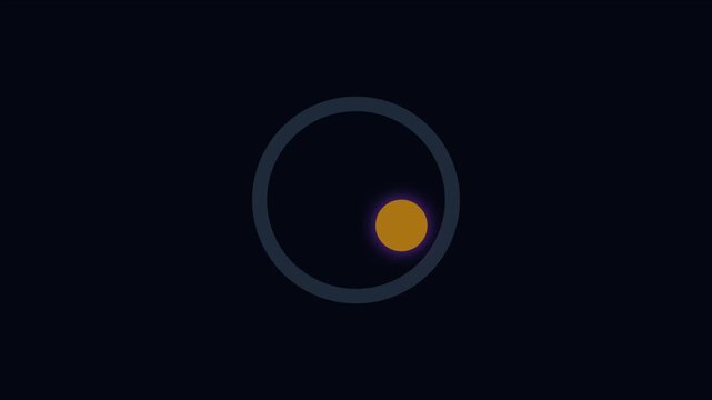 Minimalist abstract loading spinner animation with glowing orange orbiting sphere 4k progress