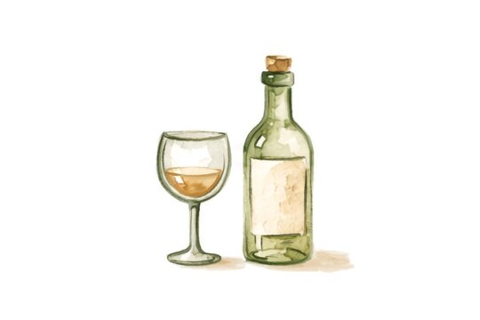 ilustracion de vino acuarela