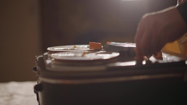 Ensuring accurate alignment and tension for optimal playback quality. Meticulously arranging magnetic tapes with proper tensioning for flawless sound reproduction during preparation