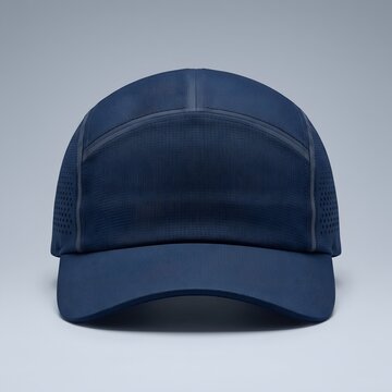 Dark blue navy sports baseball cap mockup template isolated on plain background front view for branding design