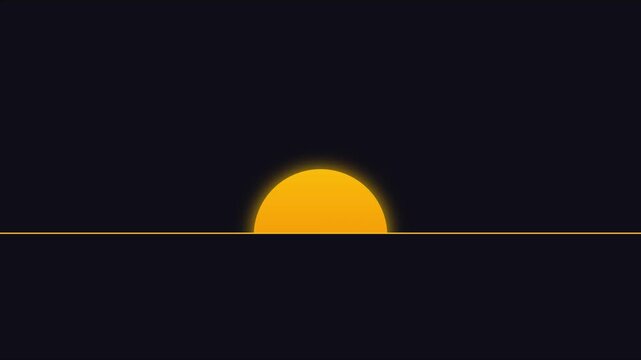 Minimalist sunrise animation with glowing sun and horizon line motion 4k sunset motion animation