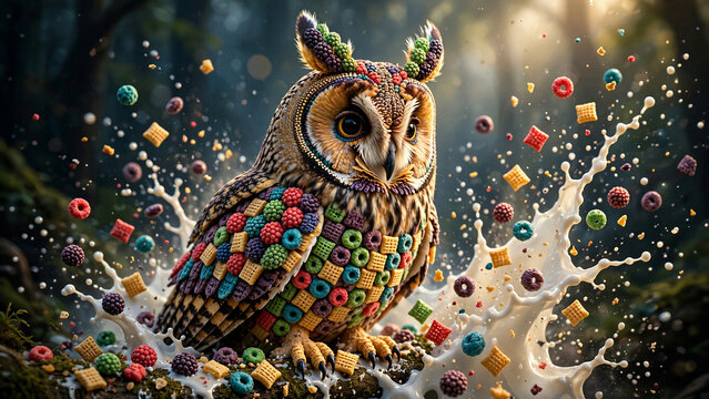 cereal owl sculpture