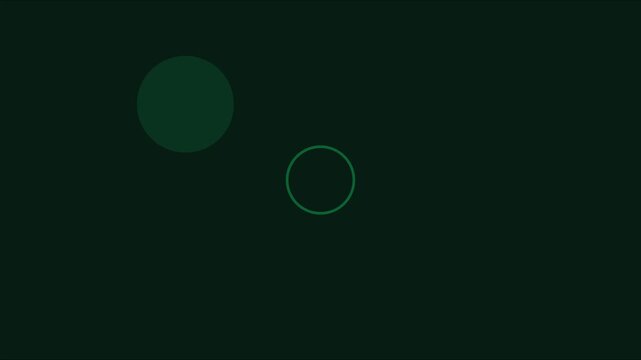 Minimalist green motion animation 4k background, with pulsing concentric, circles and floating, orbs