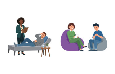 Fototapeta premium Professional Psychotherapy and Counseling Sessions Featuring Mental Health Specialists and Patients