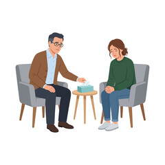 Obraz premium Psychologist Providing Emotional Support and Counseling to a Sad Young Woman During a Mental Health Therapy Session