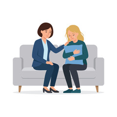 Fototapeta premium Professional Psychologist Offering Comfort and Support to a Crying Woman During a Counseling Therapy Session