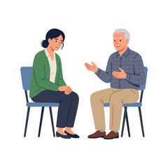Obraz premium Young Woman Listening to an Elderly Man During a Therapeutic Counseling Session