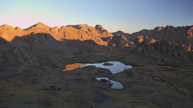 Yedigoller Ispir Erzurum Turkey mountain lakes reflect treeless high altitude terrain.