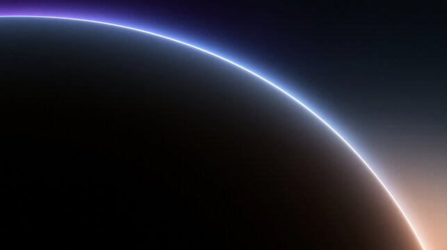 Curved Planet Horizon with Glowing Atmosphere in Deep Space