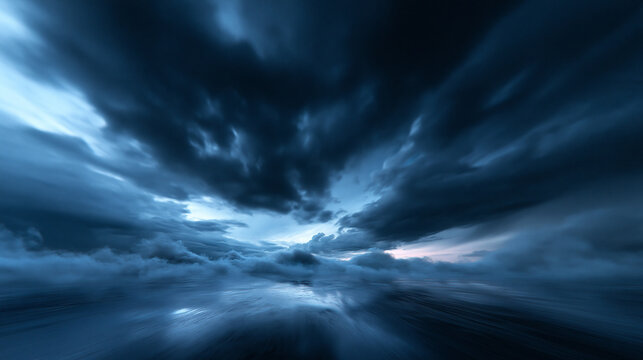 Dark Stormy Clouds Reflecting on Ocean Water Surface