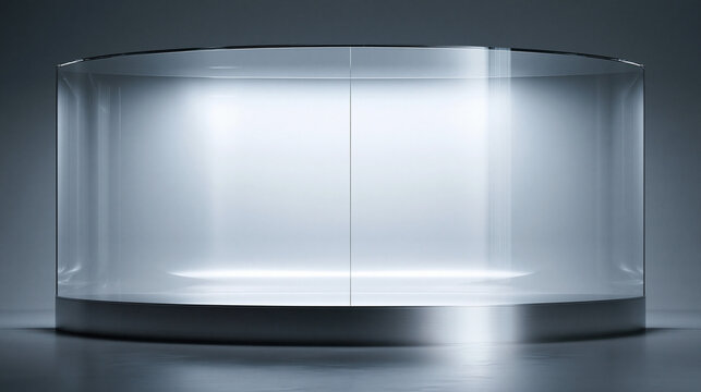 Empty Glass Showcase Podium for Product Display