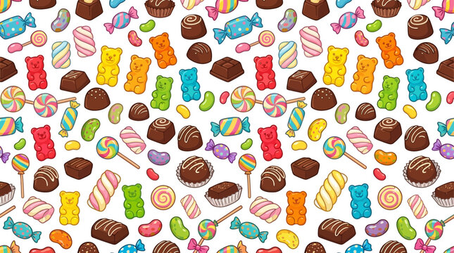 Sweet Candies and Chocolates Pattern - Isolated