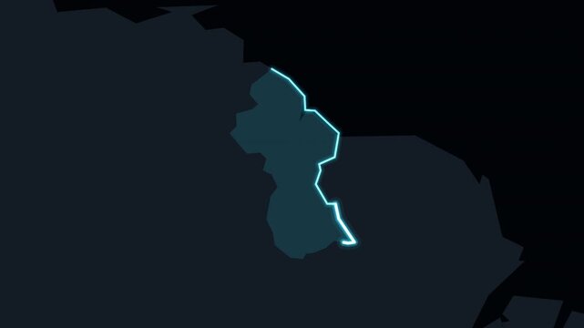World Map Zoom Animation Highlighting Guyana with Glowing Outline