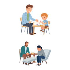 Obraz premium Professional Psychotherapy and Child Development Counseling Sessions Illustration