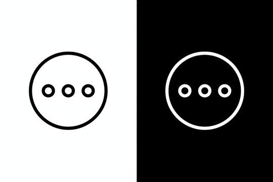 Minimalist icon of three dots within a circle on a contrasting black and white background, representing options or a menu