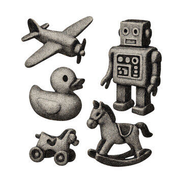 PNG Vintage toys evoke nostalgic charm.