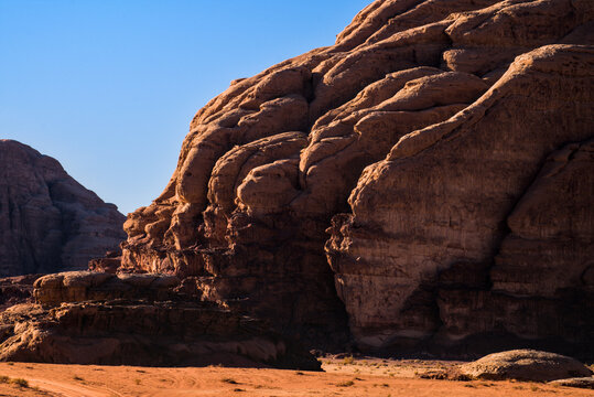 Layered sandstone formation in Wadi Rum