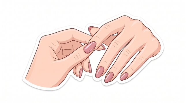 Close up of two hands with manicured nails touching gently