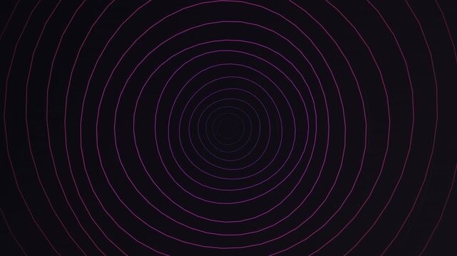 Abstract tunnel of expanding purple concentric circles on dark background