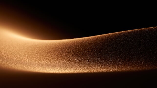Luminous, shimmering bronze dust in a soft, abstract, flowing wave
